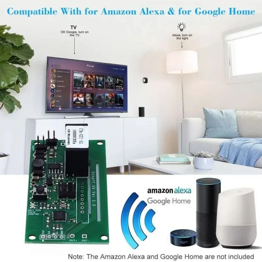 Módulo SONOFF SV conectado a dispositivo eléctrico para control remoto