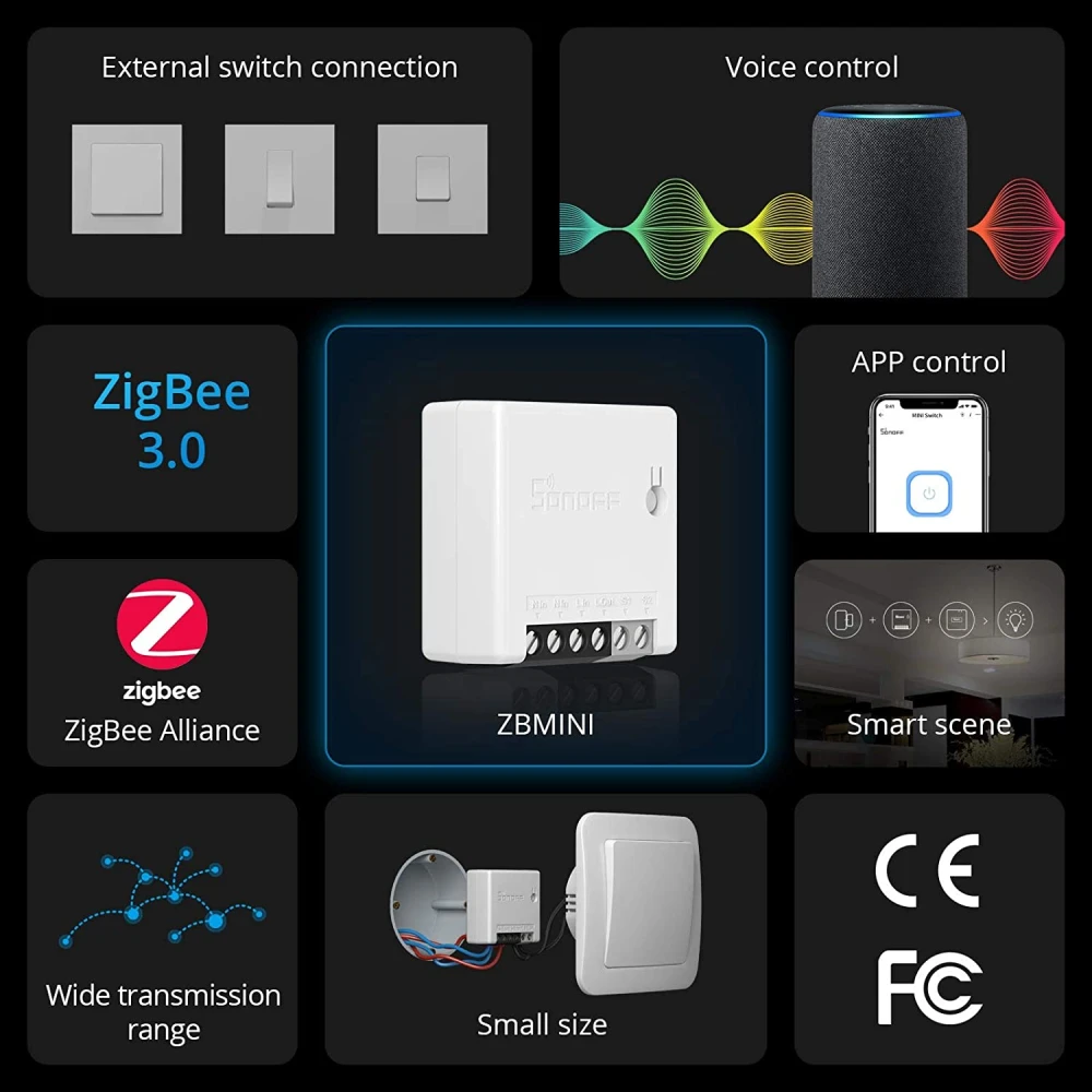 SONOFF ZBMINI ZigBee mini pametni prekidač za upravljanje rasvjetom 2-smjerni