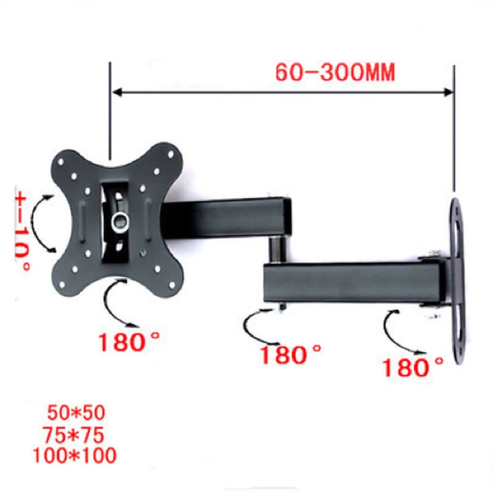 Soporte TV pared articulable con rotación 180 grados y ajuste inclinable