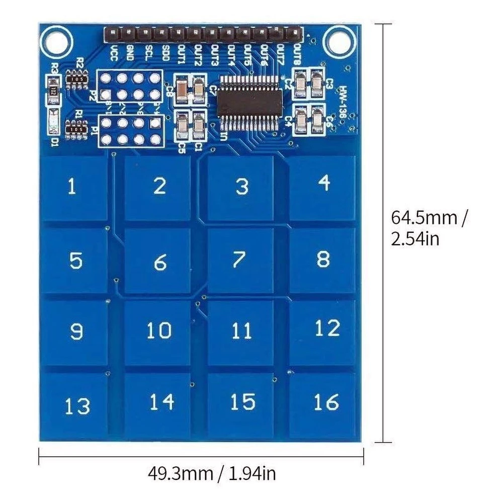 TTP229 kapacitivni dodirni modul s 16 kanala za Arduino