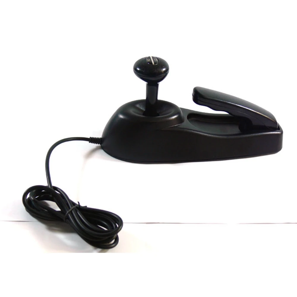 Vista lateral del volante gaming con pedales y marchas para consolas y PC