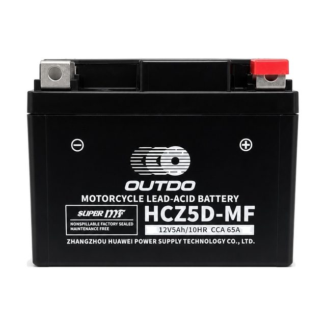 OUTDO HCZ5D-MF, akumulator za motocikl YTZ7S prikazan sprijeda s oba pola