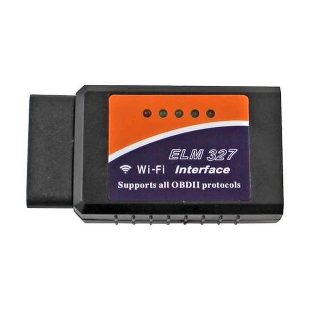 Crni ELM327 WiFi adapter s narančastom naljepnicom
